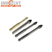 Foret à verre EUROCUT à tête plate/croisée avec carbure YG6X pour carrelage en verre