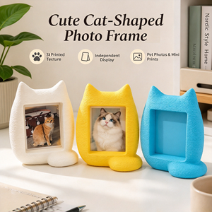 Cadre photo 3D imprimé en forme de chat, support de photos instantanées de 3 pouces, présentoir de table, décoration de bureau mignonne en forme de chat, cadeau pour la maison - Product Image 1