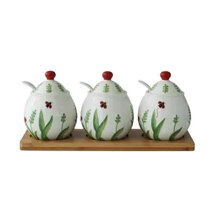 Bulk Buy From China Beautiful Ladybug Design Ceramic Spice Canister Set