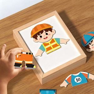 Gioco Educativo per Bambini, Puzzle in Legno con Orsetto che Cambia Vestiti, Giocattolo per Asilo, Puzzle in Legno per Vestire i Personaggi - Product Image 3
