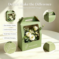 Boîte à fleurs personnalisée avec poignée en ruban, boîte cadeau pour bouquet, pour mariage, rose et arrangement floral frais, emballage