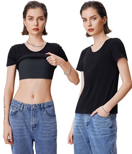 Hot Selling Comfortable Tomboy Transgender <strong>Lesbian</strong> FTM Long Elastic Band Built-in Chest Binder T <strong>Shirt</strong> - Product Image 1