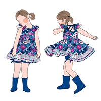 Little Glow Kids 2026 Grosir Kustom Baru Rok Pendek Pita Renda Gaun Putri Rok Bunga Lengan Pendek Set Tunik Lengan Ruffle Anak Perempuan
