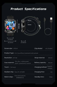 Montre connectée TWS 2-en-1 pour sport en extérieur avec 4 Go de mémoire et écouteurs intégrés, batterie 400 mAh, appels, étanche IP67, modèle T93 - Product Image 2