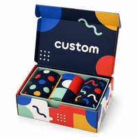 Boîte cadeau personnalisée pour chaussettes imprimées en couleur, avec languettes avant imbriquées, emballage pliable pour vêtements