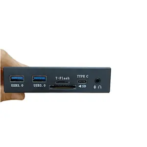 Hub usb 3.0 6 em 1 de 3.5 polegadas, painel frontal de metal com porta de saída de áudio hd e porta de entrada de microfone para desktop