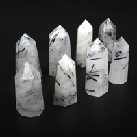Torre de Cristal Natural Curativa al por Mayor, Turmalina Negra Hexagonal de Punta Única para Decoración del Hogar