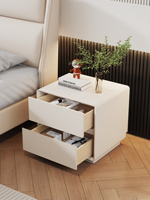 Nueva Mesita de Noche Moderna Minimalista Estilo Crema, Totalmente de Madera Maciza con Cajón