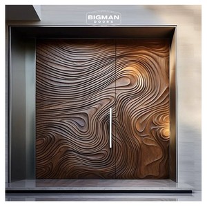 <span class=keywords><strong>Porte</strong></span> <span class=keywords><strong>d</strong></span>'<span class=keywords><strong>entrée</strong></span> de villa moderne en bois massif, design résidentiel luxueux américain, avec sculpture 3D texturée pour l'extérieur des maisons - Product Image 1