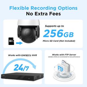 Caméra PTZ GWSECU 6MP 20X à suivi automatique des personnes, grand angle, double éclairage, vision nocturne couleur, audio bidirectionnel, PoE, IP67 - Product Image 5