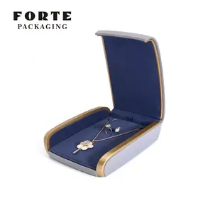 FORTE Sofa Berbentuk Kotak Beludru Logo Kustom Cincin Liontin Kalung Kotak Beludru Kotak Perhiasan