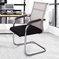 Chaise de bureau exécutive à dossier mi-haut en maille, base cantilever, ergonomique, pour visiteurs et conférences, accoudoirs fixes, design moderne en fer