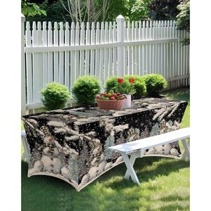 Cubierta de mesa de Spandex de Navidad festiva invierno muñeco de nieve Santa mesas rectangulares ajustadas decoración de fiesta elástica Stock - Product Image 4