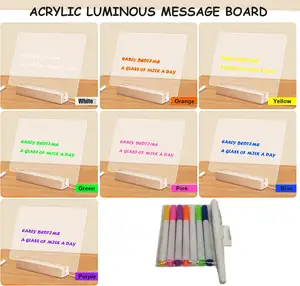 LED magnético Dry Erase Board para geladeira e mesa, pequeno acrílico Desktop Write-Board com suporte, para fazer a lista Dry-Erase Whiteboard