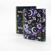 Agenda Académica 2026-2027 A5, Diseño Espiral Celestial con Mariposas Nocturnas, Espiral Dorada, Agenda Semanal en Inglés, Regalo