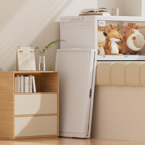 Boîte de rangement pliable multifonctionnelle à 3 niveaux, armoire empilable pour le salon, organisation des vêtements et des jouets, design de couleur unie - Product Image 3