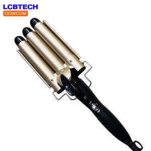 Rizador de Pelo Eléctrico LCD para Peluquería, Rizador Eléctrico con Cabezal de Rollo de Huevo de Tres Palos - Product Image 1