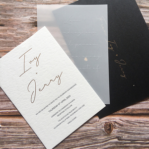 Carta goffrata per matrimonio super spessa in carta di cotone MOQ bassa da 800g con testo personalizzato - Product Image 3