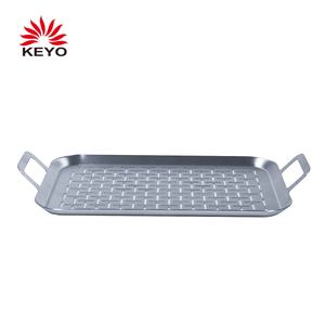 Food Grade Stainless Steel BBQ <strong>Grill</strong> Frying <strong>Pan</strong> With Double Handles - Product Image 2