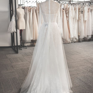 Jancember LSSG042 Illusion Robes de mariée trapèze formelles à col haut - Product Image 3