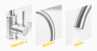Robinet de cuisine moderne de luxe en acier inoxydable 304 avec cartouche en céramique