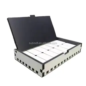 Blocs de jeu en bois personnalisé inachevé avec boîte, ensemble de 28 pièces, blanc brillant, MDF, Sublimation, dominos, vierge