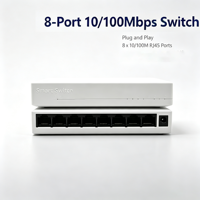 Switch réseau 8 ports 100 Mbps en plastique, RJ45, pour bureau, Ethernet, 1,6 Gbps, Plug and Play, pour caméra IP, 5008S