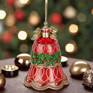 Cloche de Noël rouge de haute qualité en résine, artisanat décoratif de Noël, cadeaux de Noël parfaits et décoration intérieure - Product Image 4