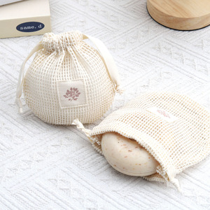 New Design High Quality Promotion Custom Logo Printed Cotton Mesh <b>Drawstring</b> Bag Soap storage Cotton Mesh <b>Pouch</b> - Product Image 3