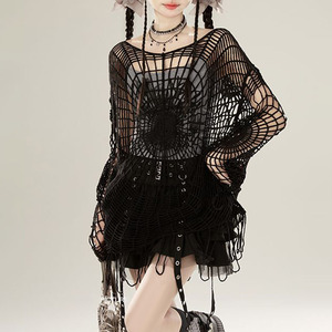 Haut tricoté Y2K motif toile d'araignée pour femme, style <span class=keywords><strong>sexy</strong></span> et original, Ropa De Muje <span class=keywords><strong>Spiderman</strong></span>, grande taille, vêtements décontractés, tenue de soirée, vente en gros AL097-W - Product Image 5