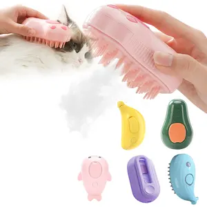 Escova a vapor para cães e gatos, escova multifacetada 3 em 1 para remoção de pelos de animais de estimação, spray de massagem e limpeza, pente a vapor para animais de estimação