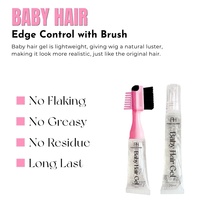 Gel Coiffant Bébé 3-en-1 Fixation Forte 30ml Marque Privée – Gel de Contrôle des Bords pour Perruques Lace avec Brosse et Peigne Intégrés