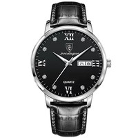 POEDAGAR 856B Montre de sport de luxe à bracelet en cuir Montres pour hommes Montre à quartz étanche et lumineuse pour hommes