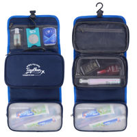 Sac de toilette pliable pour voyage en plein air, fermeture à glissière, matériau polyester, design imperméable détachable, logo personnalisé, marque Pretty-arts