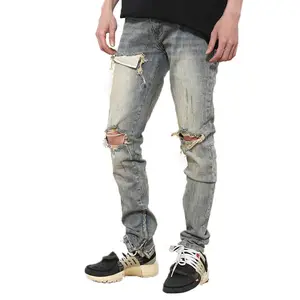 Nieuwe Ontwerp Mannen Vintage Ademend Hoge Taille Verontruste Joggers Vintage Cargo Jeans