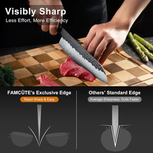 Cuchillo Santoku de 7 pulgadas, forjado a mano, 9CR18MOV, acero con alto contenido de carbono, cuchillo de cocina japonés profesional ultraafilado para sushi - Product Image 5