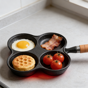 Sartén Antiadherente de Hierro Fundido de Diseño Moderno, Molde para Hamburguesas de Huevo con Cuatro Orificios, Forma Cuadrada para Cocina de Inducción, para Freír Desayunos - Product Image 5