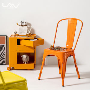 Chaise de salle à manger en métal, design vintage industriel, pour <span class=keywords><strong>restaurant</strong></span>, café, bistrot, couleur orange, livraison gratuite, vente en gros - Product Image 1