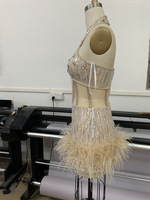 Yj330 sans bretelles dos nu strass paillettes conception plume Patchwork robe fête d'anniversaire Club bal robe de soirée de mariage