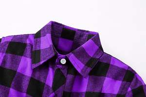 Polo à manches longues à carreaux violets à la mode pour hommes 50% polyester 50% coton Design solide poche poitrine tendance beau garçon - Product Image 3