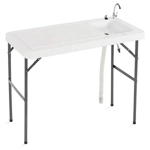 <span class=keywords><strong>Mesa</strong></span> Plegable Portátil de HDPE Blanca para Limpieza y Corte de Peces en Exteriores - Product Image 3