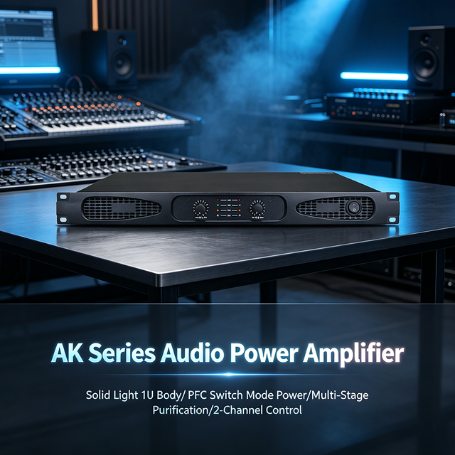 Professional 2 Channel AK Series Power Amplifier 1U Rack Mount for Broadcast Studio Conference Hall Audio Solution