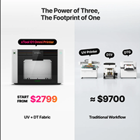 XTool O1 Omni Printer Printer Omni 4-in-1 Pertama di Dunia untuk Pencetakan UV DTF DTG DTF pada Berbagai Bahan Kain Keras dengan Sinergi Antar Perangkat