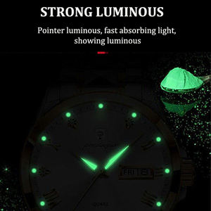 Poedagar 985 lujo moda Acero inoxidable esfera verde reloj hombres impermeable luminoso semana fecha deporte hombres reloj de pulsera de cuarzo - Product Image 3