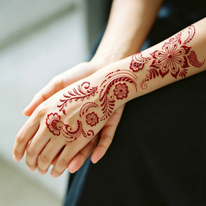 Pochoirs de henné rétro à grandes fleurs et motifs de vigne, modèles ajourés exotiques pour mariages indiens et Mehndi, autocollants de tatouage écologiques - Product Image 3