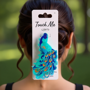 Fermaglio per capelli in acrilico Angelina Peacock, accessorio moda donna, uso quotidiano, alta qualità - Product Image 2