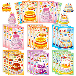 Hojas de pegatinas de dibujos animados para pasteles, calcomanías de papel adhesivas para decoración navideña, manualidades DIY para niños, suministros divertidos para fiestas de cumpleaños - Product Image 4