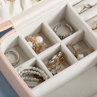 Boîte à bijoux portable en PU, fraîche et simple, avec fermeture éclair pour boucles d'oreilles, anneaux et miroir, organiseur de rangement pour bijoux