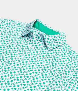 Polo en coton spandex imprimé respirant personnalisé OEM pour hommes vêtements de golf vert émeraude - Product Image 4
