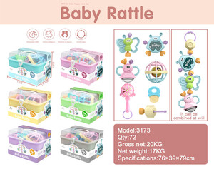 Ensemble de 7 hochets musicaux en plastique pour bébé, emballés dans une boîte à fenêtre, 6 couleurs assorties, pour jeux d'enfants, jouets pour garçons et filles - Product Image 2